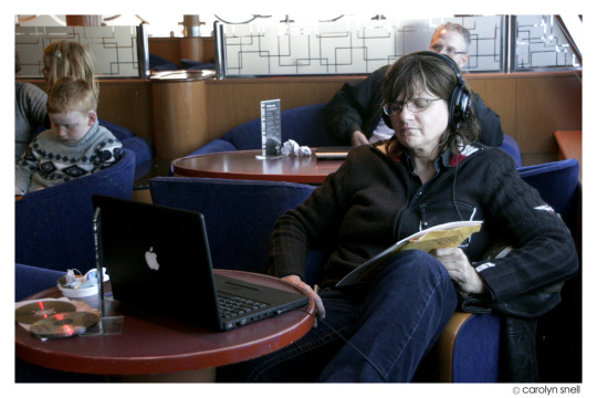 Amy on the ferry to Ireland