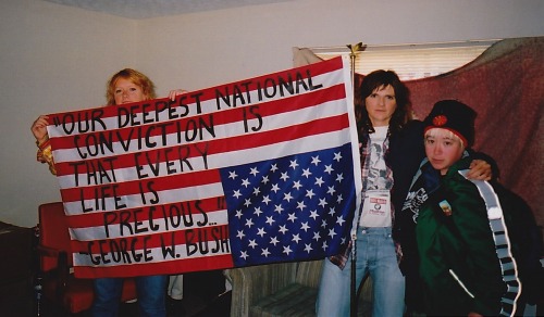 Emily.Amy.Stacey Singer at School of The Americas vigil, Ft. Benning, Columbus, GA.2002