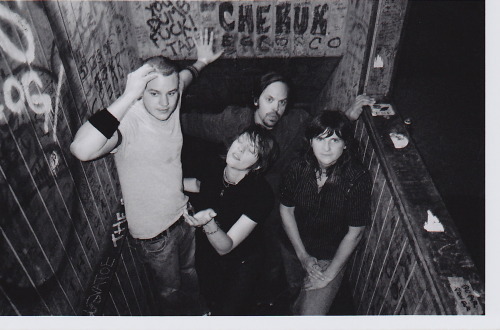 Amy Ray and The Volunteers, tour 2005, The Bottleneck, Lawrence, KS L to R: Will Lochamy, Tara Jane O'Neil, Les Nuby, Amy Ray photo by Bitch